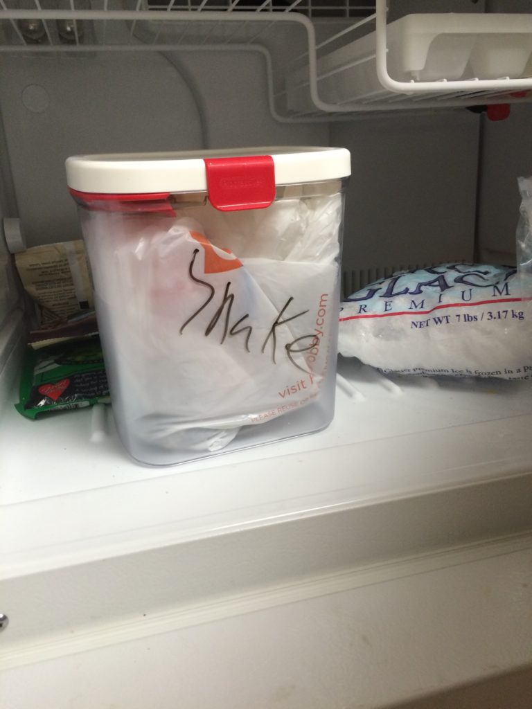 preserving snake in freezer